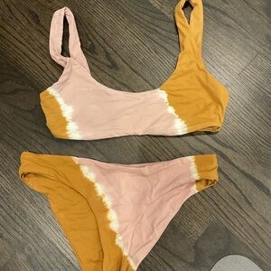 Two-Tone L*Space Mustard Tie-Dye Bikini Set Small and Medium
